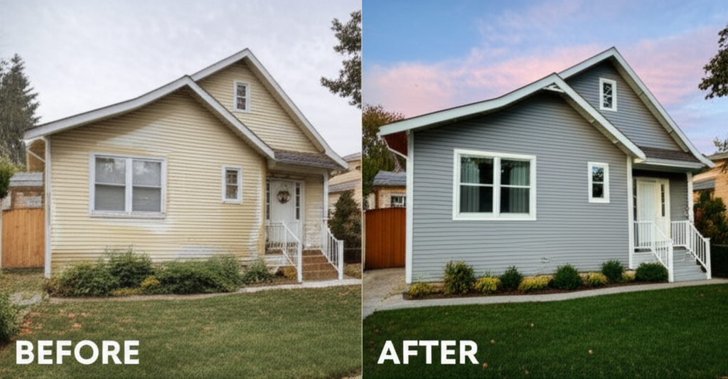 House exterior painting before and after